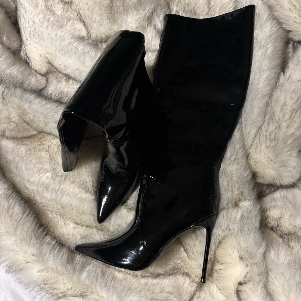 Steve Madden Black Patent Heeled Boots